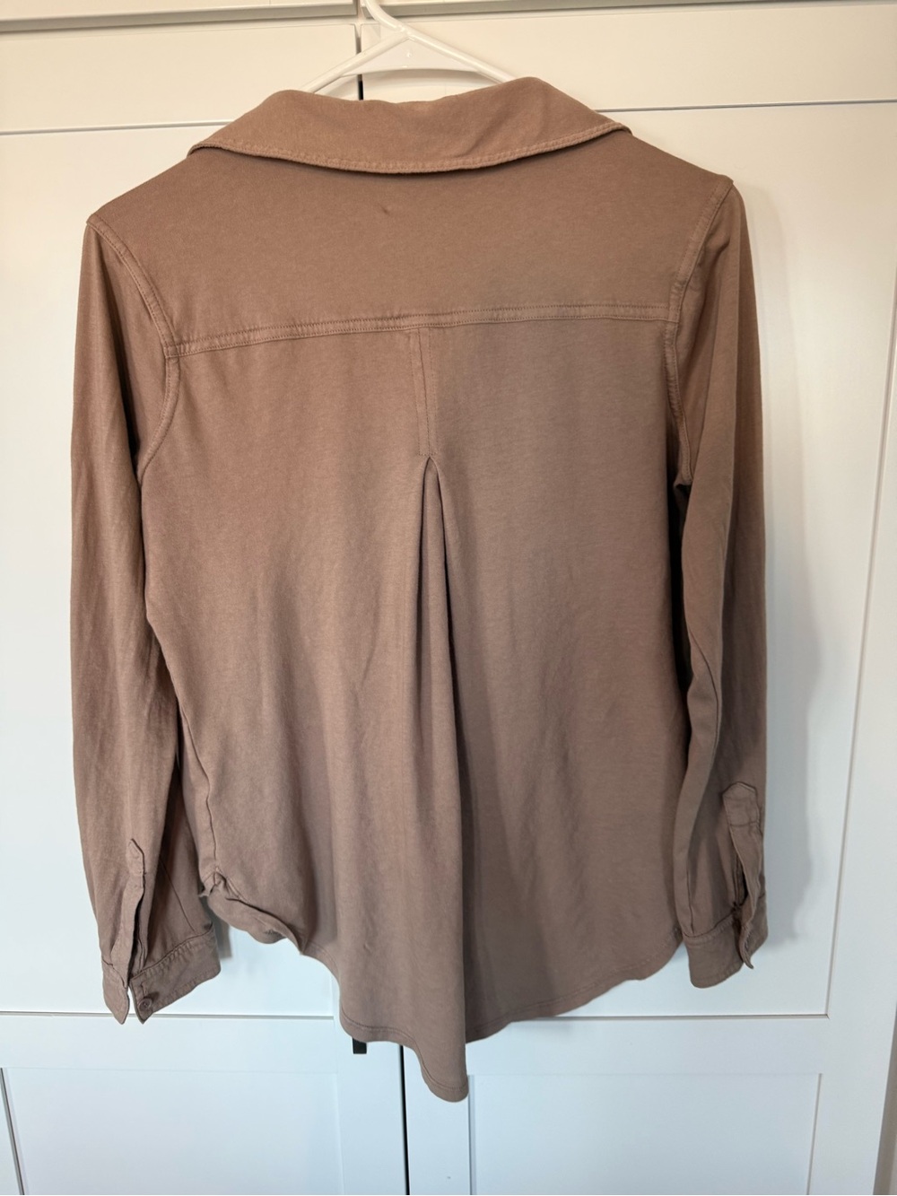 Bobi 100% Cotton Button-Up Shirt in Taupe - Women - Picture 4 of 9